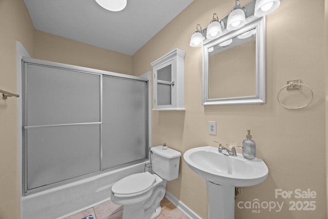 790 Thompson Rd, Saluda, NC 28773 - full bathroom with combined bath / shower with glass door and tile patterned floors