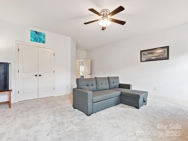 1009 Hampton Grove Rd, Waxhaw, NC 28173 - carpeted living area featuring a ceiling fan and baseboards