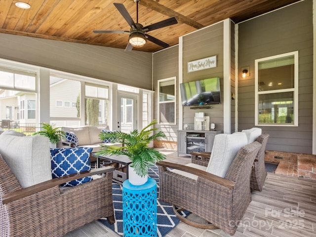 1009 Hampton Grove Rd, Waxhaw, NC 28173 - sunroom / solarium featuring a ceiling fan and lofted ceiling