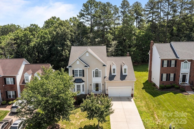 4519 Rock Stream Dr, Charlotte, NC 28269 - traditional-style house with driveway, a front yard, and a shingled roof