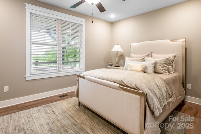 807 Hollybrook Dr, Flat Rock, NC 28731 - bedroom featuring wood finished floors, a ceiling fan, and recessed lighting