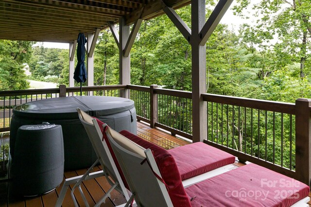 807 Hollybrook Dr, Flat Rock, NC 28731 - wooden deck with a hot tub