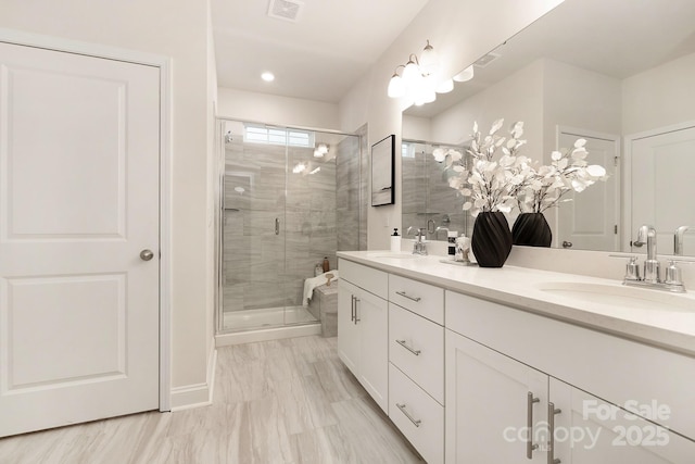 123 S Shayna Rd, Troutman, NC 28166 - full bath featuring double vanity and a stall shower
