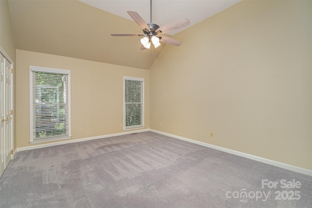140 Rustic Way Ln, Mooresville, NC 28117 - carpeted empty room featuring a ceiling fan and high vaulted ceiling