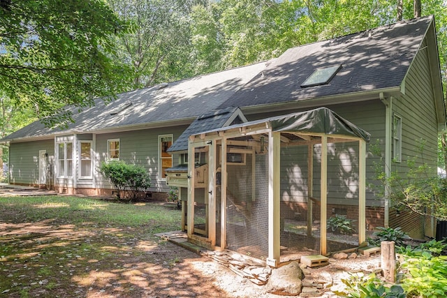 140 Rustic Way Ln, Mooresville, NC 28117 - view of property exterior featuring exterior structure, crawl space, and a shingled roof