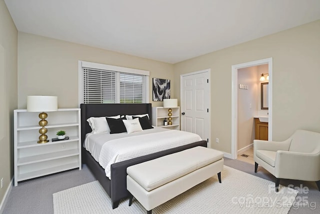 140 Rustic Way Ln, Mooresville, NC 28117 - carpeted bedroom featuring baseboards and ensuite bath