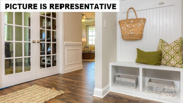 502 York Rd, Troutman, NC 28166 - mudroom featuring french doors and wood finished floors