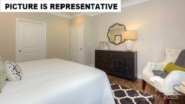 502 York Rd, Troutman, NC 28166 - bedroom featuring ornamental molding and dark wood finished floors