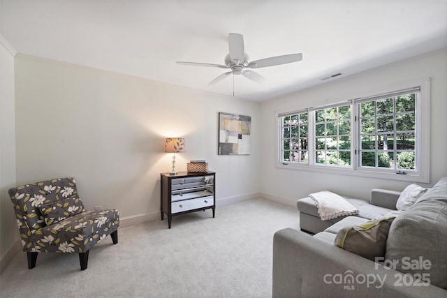 2317 Houston Branch Rd, Charlotte, NC 28270 - living room with a ceiling fan and light carpet