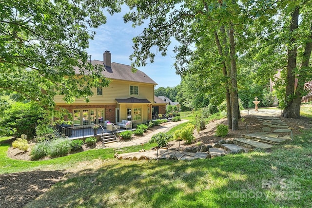 2317 Houston Branch Rd, Charlotte, NC 28270 - view of grassy yard featuring a deck