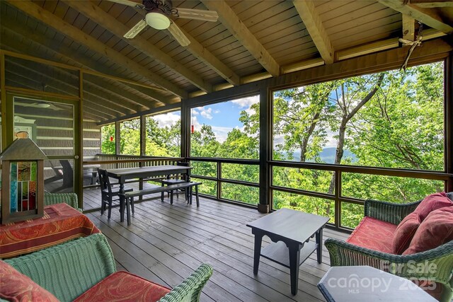 35 Elderberry Dr Unit 805, Old Fort, NC 28762 - deck with a ceiling fan and outdoor dining area