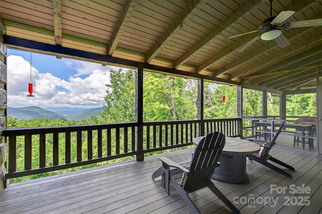 35 Elderberry Dr Unit 805, Old Fort, NC 28762 - wooden terrace featuring ceiling fan and a mountain view