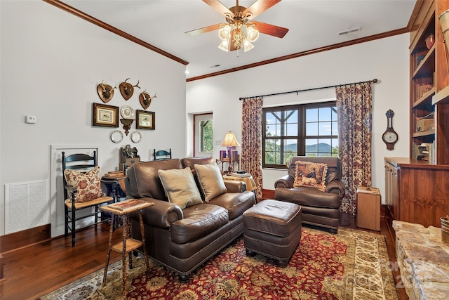 35 Elderberry Dr Unit 805, Old Fort, NC 28762 - living area featuring wood finished floors, crown molding, and ceiling fan