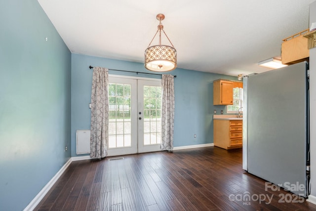 2070 Rocketts Way, Newton, NC 28658 - unfurnished dining area featuring french doors and dark wood finished floors