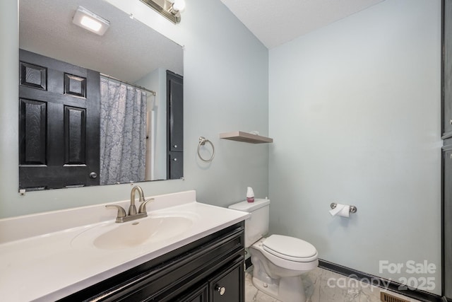 2070 Rocketts Way, Newton, NC 28658 - full bathroom featuring marble look tiles, vanity, and a shower with curtain