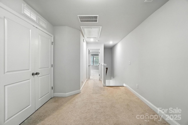 334 Ladybird Ln, Pineville, NC 28134 - hall featuring carpet floors, attic access, and recessed lighting