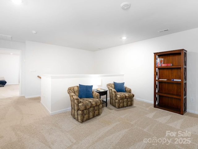 4177 Steel Way, Sherrills Ford, NC 28673 - living area with carpet floors, an upstairs landing, and recessed lighting
