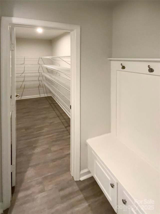 2382 Drake Mill Ln SW, Concord, NC 28025 - mudroom featuring dark wood-style flooring and baseboards