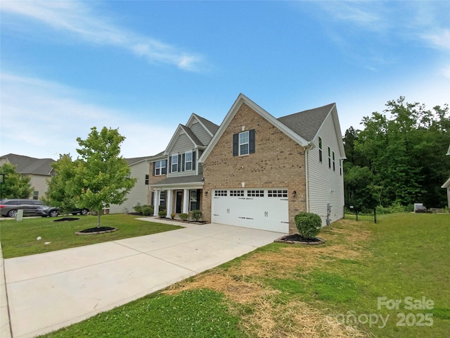 2382 Drake Mill Ln SW, Concord, NC 28025 - view of front of property featuring brick siding, concrete driveway, a garage, and a front lawn