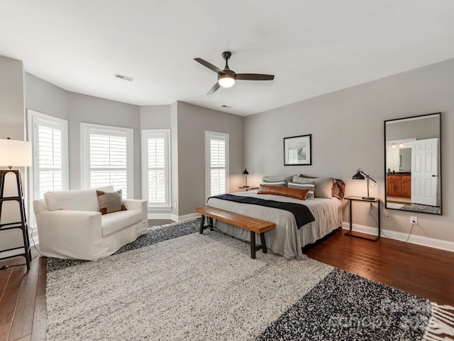 3036 Luke Crossing Dr, Charlotte, NC 28226 - bedroom featuring dark wood-type flooring and a ceiling fan