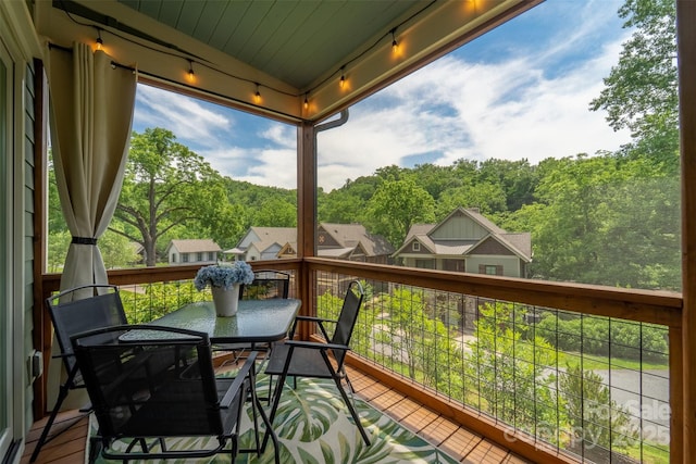 396 River Club Dr, Cullowhee, NC 28723 - wooden terrace featuring a view of trees