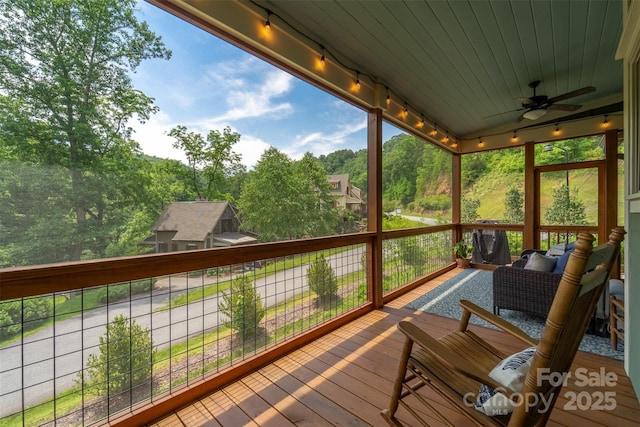 396 River Club Dr, Cullowhee, NC 28723 - wooden deck with ceiling fan