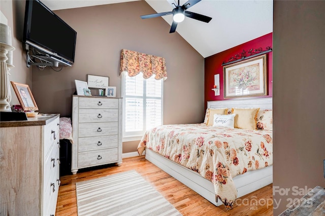 116 Camille Dr, Shelby, NC 28150 - bedroom featuring light wood finished floors, lofted ceiling, and a ceiling fan