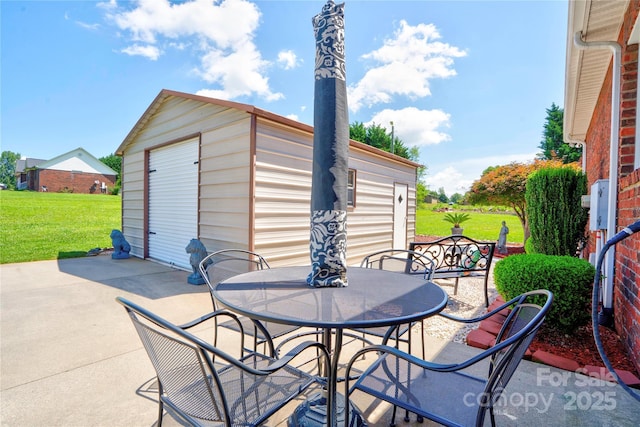 116 Camille Dr, Shelby, NC 28150 - view of patio / terrace with outdoor dining space and an outdoor structure