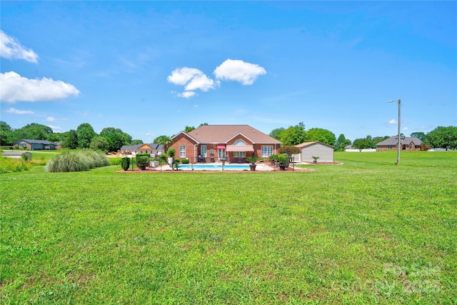 116 Camille Dr, Shelby, NC 28150 - view of green lawn featuring an outdoor pool and a patio area