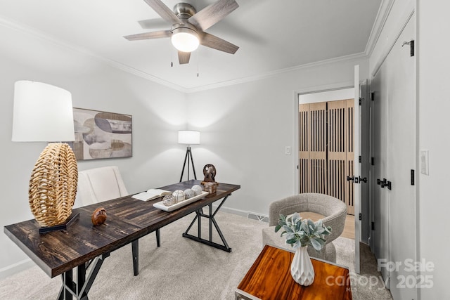 3519 Campbell Dr, Charlotte, NC 28205 - office space featuring crown molding and ceiling fan