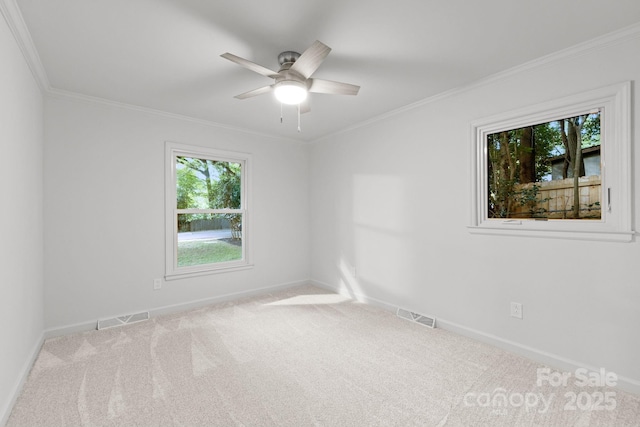 3519 Campbell Dr, Charlotte, NC 28205 - carpeted empty room with a ceiling fan and crown molding