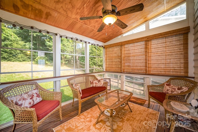 220 Holmes Ct, Concord, NC 28027 - sunroom / solarium featuring lofted ceiling, a ceiling fan, and plenty of natural light