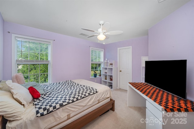 220 Holmes Ct, Concord, NC 28027 - bedroom with light carpet and ceiling fan