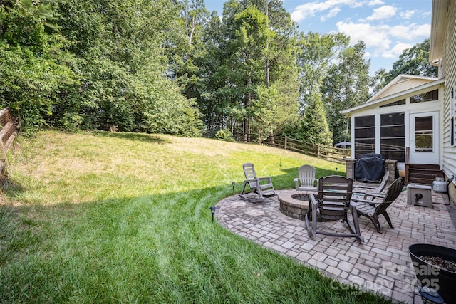 220 Holmes Ct, Concord, NC 28027 - view of yard featuring an outdoor fire pit, a patio, and entry steps