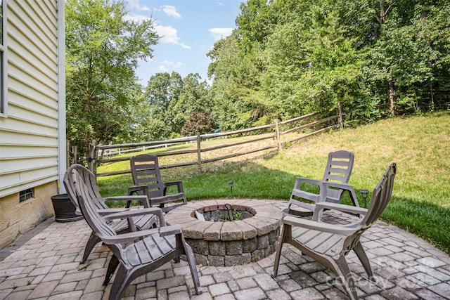 220 Holmes Ct, Concord, NC 28027 - view of patio / terrace featuring an outdoor fire pit