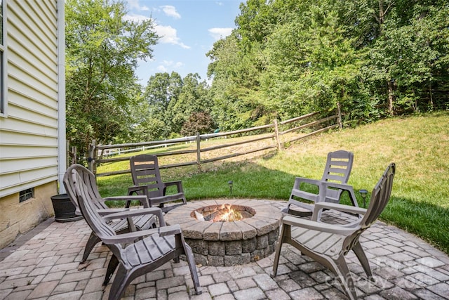 220 Holmes Ct, Concord, NC 28027 - view of patio with a fire pit