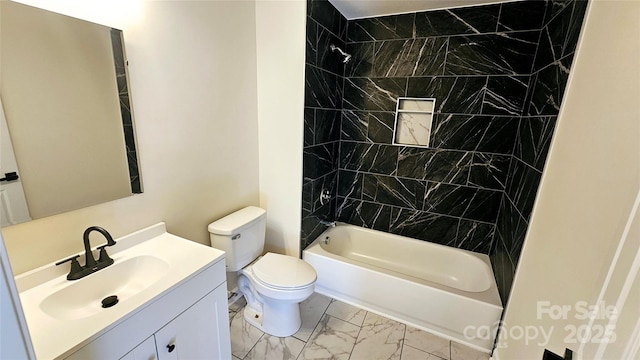 703 Central Dr NW, Concord, NC 28027 - bathroom with marble finish flooring, vanity, and shower / tub combination