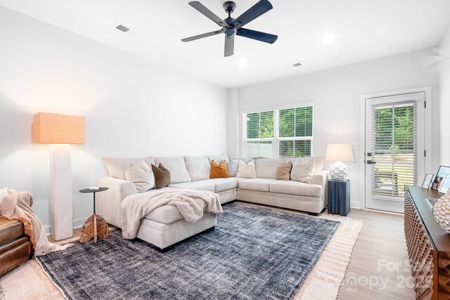 6365 Ashton Park Dr, Denver, NC 28037 - living room with light wood-type flooring, plenty of natural light, a ceiling fan, and recessed lighting