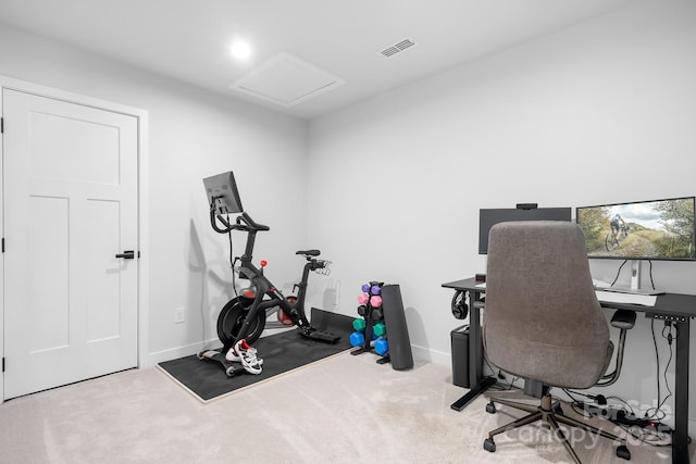 6365 Ashton Park Dr, Denver, NC 28037 - carpeted office with baseboards and attic access