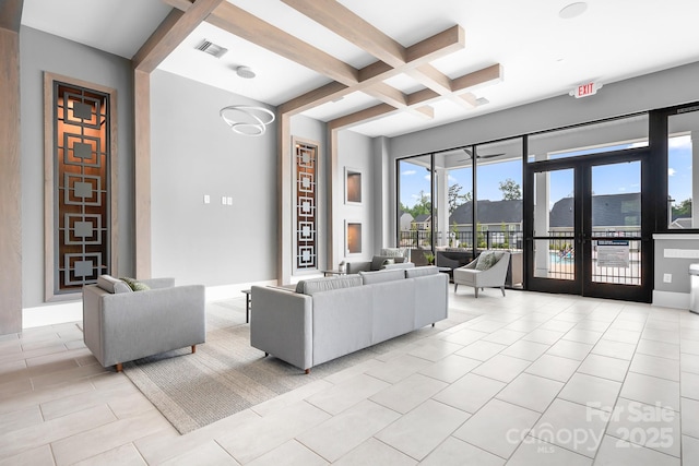 6365 Ashton Park Dr, Denver, NC 28037 - common area with coffered ceiling and beamed ceiling