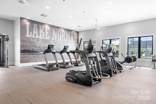 6365 Ashton Park Dr, Denver, NC 28037 - workout area featuring recessed lighting and a ceiling fan