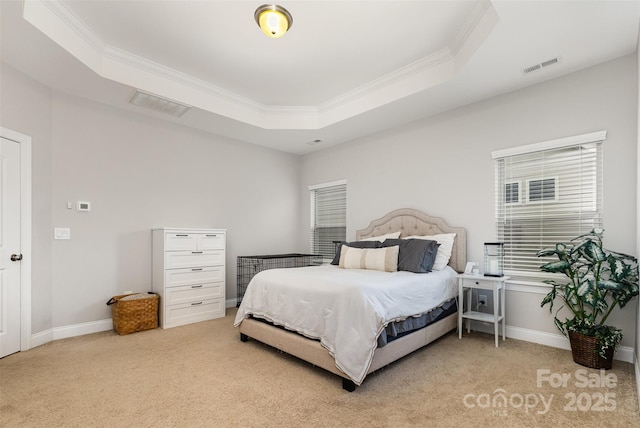 3332 Katherine Taylor Ct, Monroe, NC 28110 - bedroom with a raised ceiling, light colored carpet, and crown molding