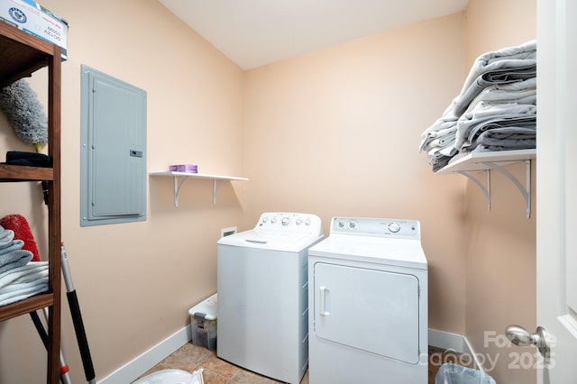 59 Ledgestone Dr, Fairview, NC 28730 - washroom with electric panel, washer and clothes dryer, and tile patterned flooring
