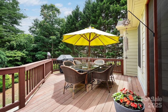 59 Ledgestone Dr, Fairview, NC 28730 - wooden deck with outdoor dining area and grilling area