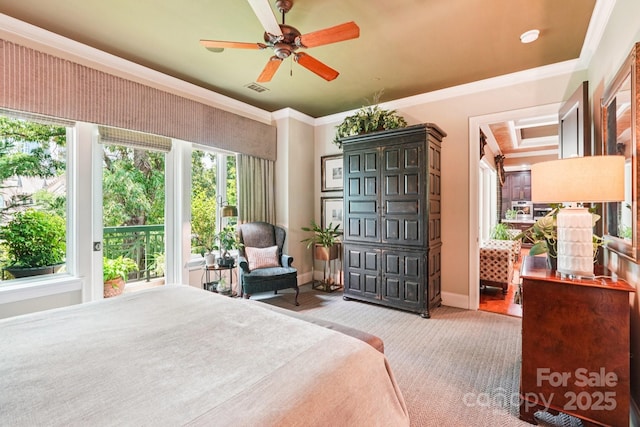 229 N Church St Unit 401, Charlotte, NC 28202 - bedroom featuring crown molding and ceiling fan