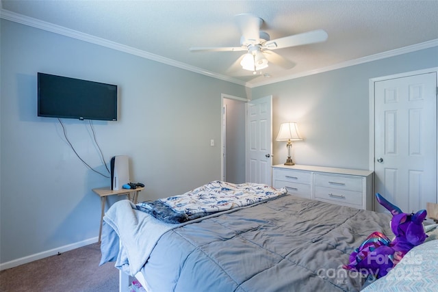 1828 Pine Hollow Pl, Hudson, NC 28638 - carpeted bedroom featuring ornamental molding and ceiling fan