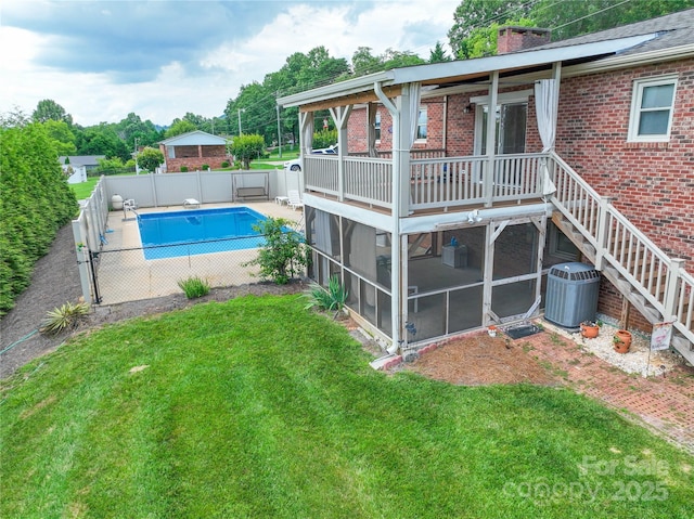 2963 Freezer Locker Rd, Hudson, NC 28638 - view of swimming pool with a fenced backyard and a sunroom