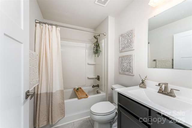 4227 Mackinnon Dr, Charlotte, NC 28214 - bathroom with vanity, shower / bath combination with curtain, and tile patterned flooring