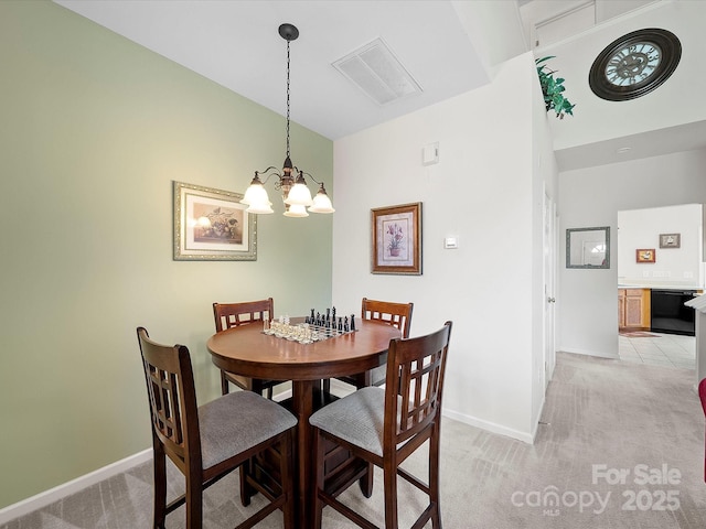 12415 Stratfield Place Cir, Pineville, NC 28134 - dining room featuring light carpet and a chandelier