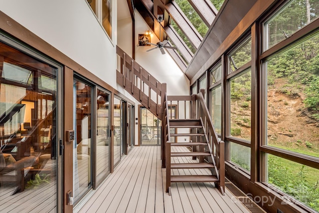 79 Creekside Ln, Spruce Pine, NC 28777 - unfurnished sunroom with ceiling fan